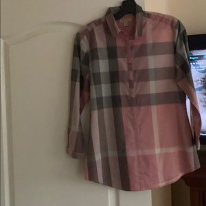 burberry women's brit tonal check shirt carmel